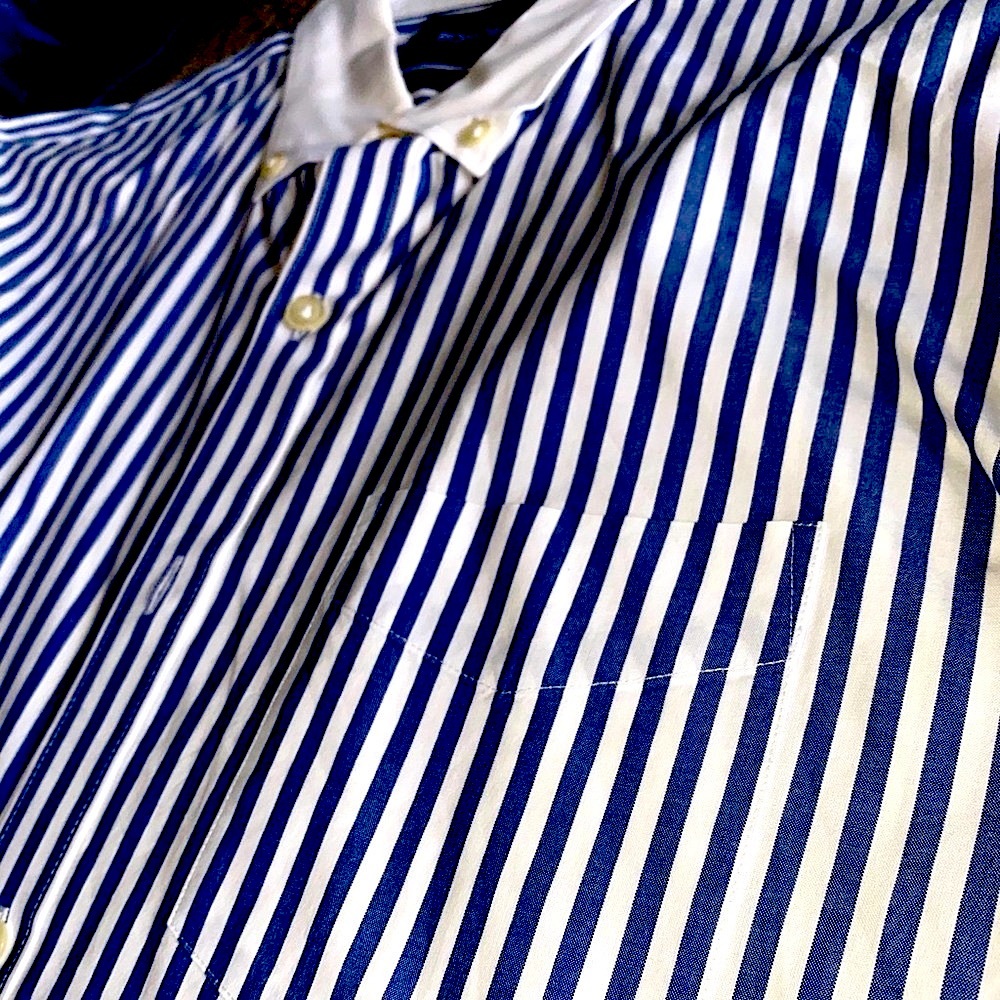 SLIM FIT - BLUE PINSTRIPES - BONOBOS CASUAL DRESS SHIRT - Picture 4 of 5